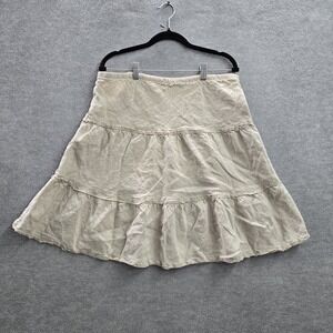 Allen Women Skirt Lโ Brown Linen Tiered Cottagecore